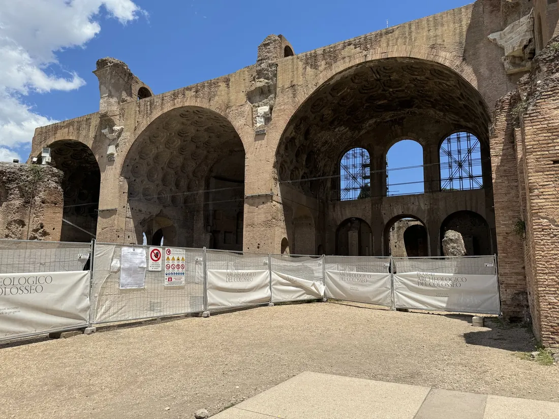 The three enormous brick arches of the Basilica of Maxentius