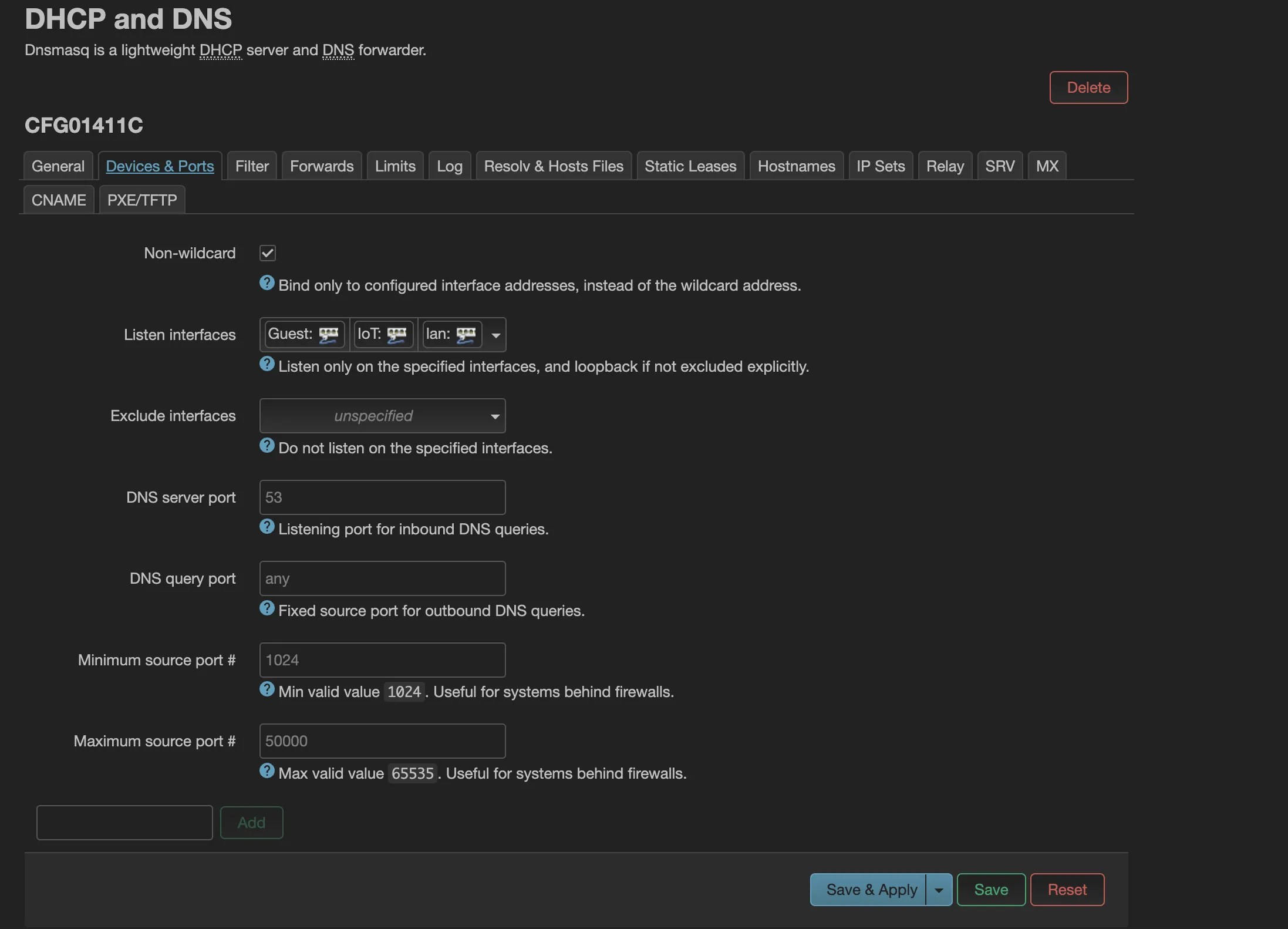 DHCP Listen Interfaces